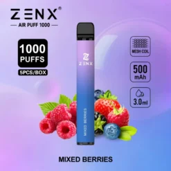 ZENX Air Puff 1000 Puffs Disposable Vape Pen – (Nic 2% 5 Vape/Box)